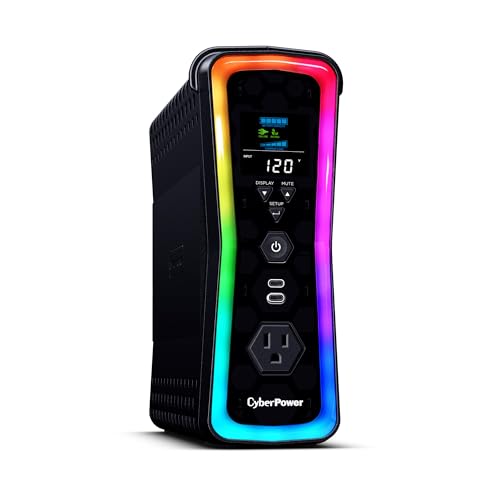 CyberPower GX150C2 Gaming UPS Battery Backup and Surge Protector, 1500VA/1000W, RGB Lighting, 13...
