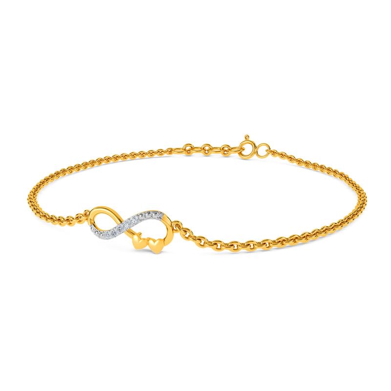 Image of KISNA 14KT|18KT BIS Hallmark Pure Gold Infinity bracelets For Women Size -7