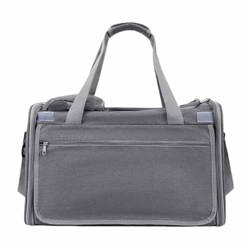 Jingshihaisu ペットバッグ 犬小屋 猫のかばん ポケット付き ガス透過性 オックスフォード布 ひっかき防止耐摩耗 ロールブラインド設計 折りたたみ可能 小型犬 ネコ用 ペット用 アウトドア 車載 避難する 青 グレー (A)