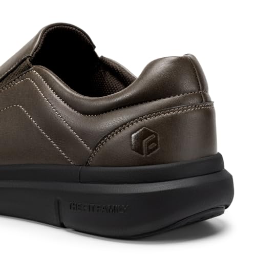 Image of FitVille Wide Slip on Shoes for Men Black Dress Shoes Leather Loafers Business Casual Shoes, Comfortable Simple Shoes - EasyWalk V1