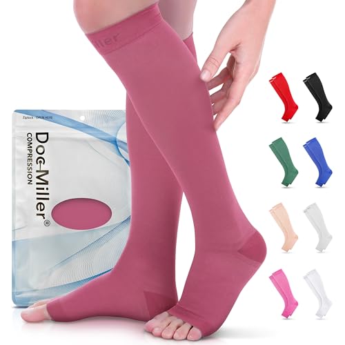 Image of Doc Miller Open Toe Compression Socks 15-20 mmHg for Women & Men