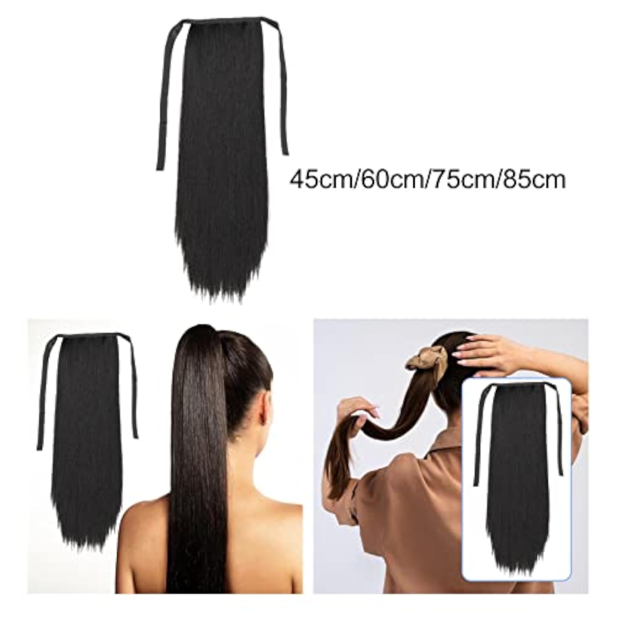 Wrap Around Straight Drawstring Ponytail Extension for Women, 45cm