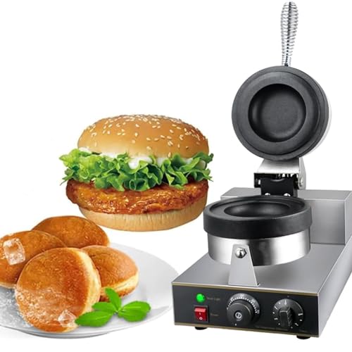 Cashwise Hamburguesa Fabricante de Waffle, máquina de Hamburguesas de Prensa eléctrica Comercial 50-300 ℃ Control de Temperatura Calefacción de Doble Cara 5 Minutos Temporizador de Burbujas Haffles