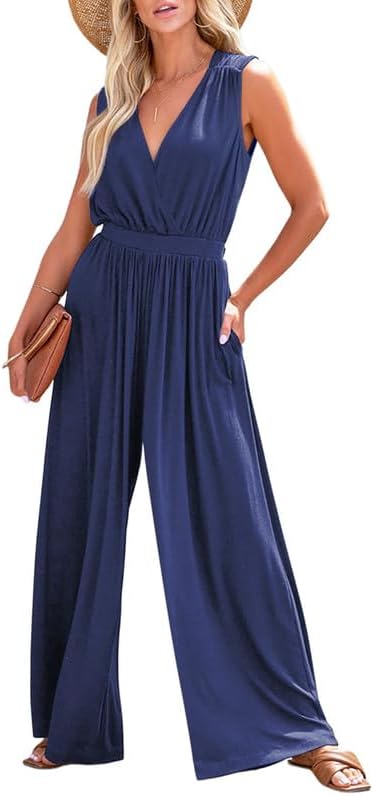 Dokotoo Sleeveless Jumpsuit Wrapped V Neck Elegant for Womens Dre...