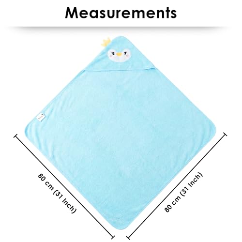 Image of Story@Home Towel for Kids with Hood |300 GSM (80 X 80CM) Quick Dry Kids Towel | Soft Lightweight Baby Wrap for Beach | Pool Towel for Boys & Girls |Kids microfiber towels for bath - Sky Blue - Penguin