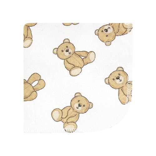 Image of Hudson Baby Unisex Baby Flannel Cotton Poly Washcloths, Teddy Bears 12 Pack, One Size