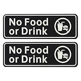 YOKIVE 2Pcs Cartel No Comida o Bebida, Letrero para Puerta, Letrero Adhesivo Acrílico para Puerta con Letras Grandes, Ideal para Oficina, Hogar, Tienda (Negro, 9 Pulgadas)