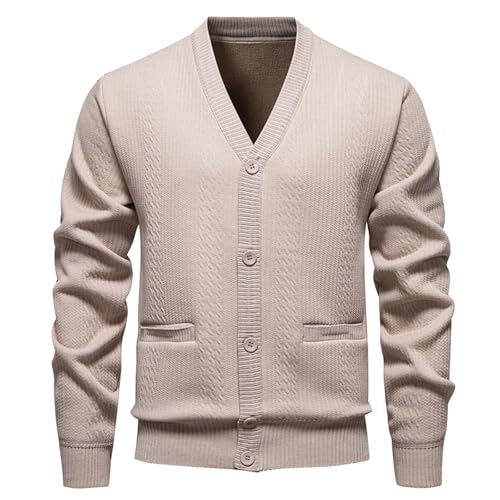 Cárdigan de hombre con botones y cuello de pico elegante jersey de punto casual para otoño