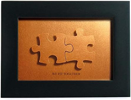 We fit together Puzzle Paper Cut Art - Bronze 8th Anniversary Gift for him or her, DIY the Name and Date on Jigsaw, Valentines Day Gift from Wife