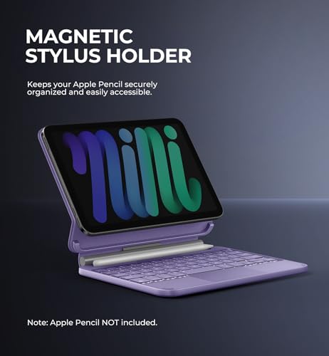 Image of Dexnor for iPad mini 7 (A17 Pro) /Mini 6 Case with Keyboard, Magnetic Floating Cantilever Stand with Trackpad Pencil Holder Backlit Keyboard Case for iPad mini 7th(2024) /6th (2021) Generation, Purple
