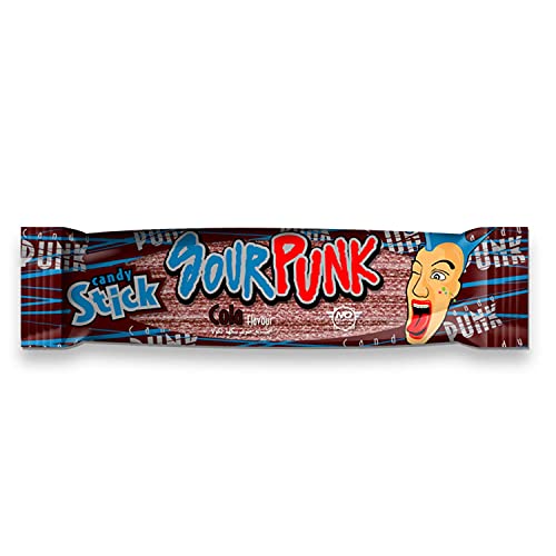 Image of Sour Punk Candy Sticks in Cola Flavor - Pack of 24 (40g each), Sweet and Sour Chewy Cola Candy || Party Treats Pack || Share with Friends and Family