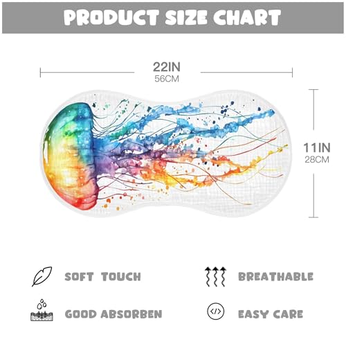 xigua Watercolor Jellyfish Muslin Baby Burp Cloths Set of 2, Super Soft & Absorbent Burping Rags, Cotton Burp Clothes Shower Gift for Newborn, Baby Girls and Boys4