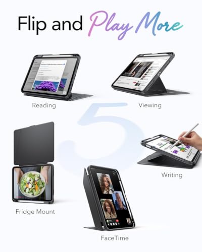 Image of ESR for iPad (A16) 11th Generation Cover, iPad 11th /10th Gen Cover (2025 /2022), Vertical Stand Case, Multi Stand Angles, Ultra-Stable Case with Pencil Holder, Flip Series, Black