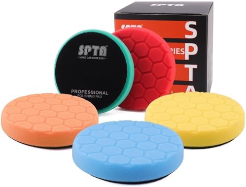 SPTA Tampone di lucidatura, 5 Pezzi 150mm Hex Logic tamponi lucidatura Tamponi per lucidatura Kit lucidatura Auto Lucidatura Spugne di Cera Spugne Auto Lucidatura Pad Lucidatura Set -AXFLPS6PLUS