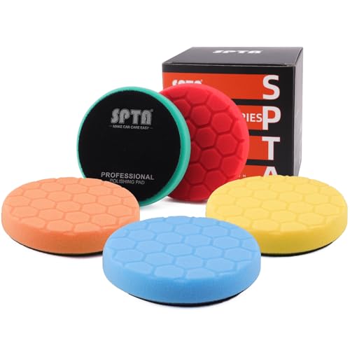 SPTA 80mm Polierpad Hex-Logic Polierschwämme Wachs Schwämme Auto Polierschwamm Polierpad Polieren Pad Schwamm Polierschaum Set für Exzenter Poliermaschine Schleifmaschine