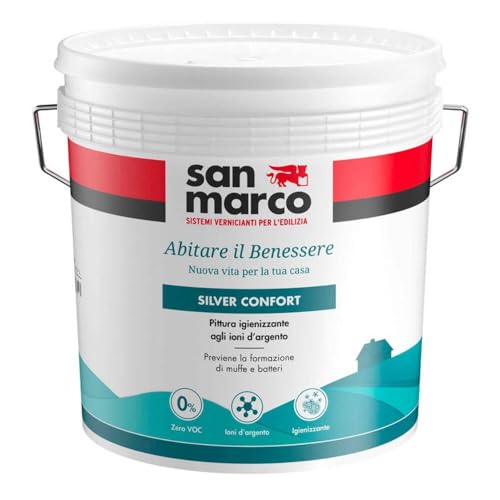 Silver confort Pittura lavabile 4 LT, igienizzante e antimuffa, a base di ioni d'argento che creano una barriera che previene la proliferazione del 99,9% dei batteri