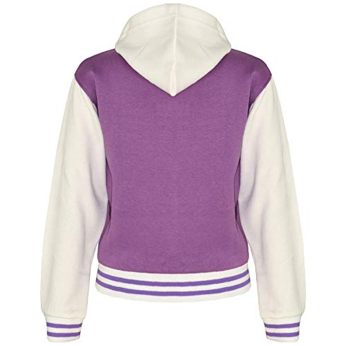 Kids Girls Designer R Fashion Baseball Lilac Hooded Jackets Varsity Hoodie 2-13Y2
