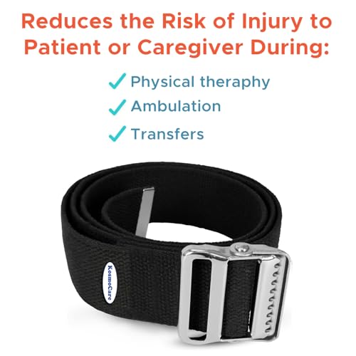 Image of KosmoCare Gait Belt | Transfer Assist with Quick Release Metal Buckle | Medical Safety Strap for Elderly, Disabled & Therapists | 60 Inch Adjustable | Load Capacity 150 kg | Black