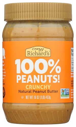 Crazy Richard's 100% All-Natural Crunchy Vegan Peanut Butter with No Added Sugar and Non-GMO (16...