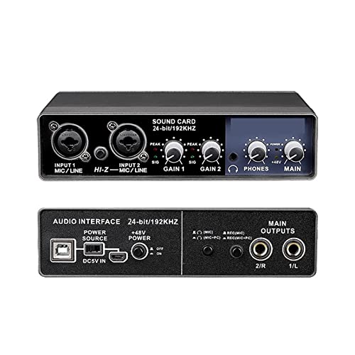 QRANC Mezclador Controlador de DJ Tarjeta de Sonido de Interfaz con monitoreo, Tarjeta de Sonido...