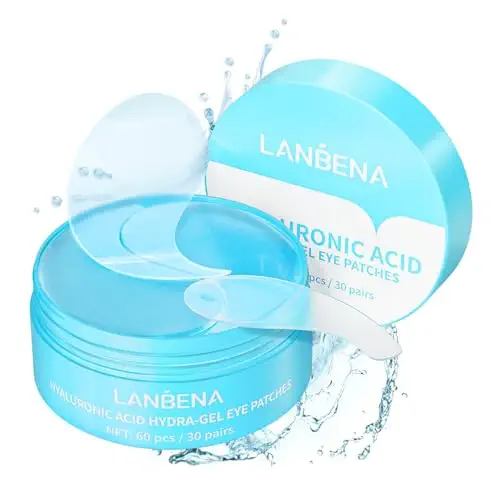 LANBENA Hyaluronic Acid Hydra-Gel Eye Mask Sheet Collagen Eye Patches Skin Care Eye Gel for Moisturizing Remove Dark Circles Eye Bag (30 Pairs)