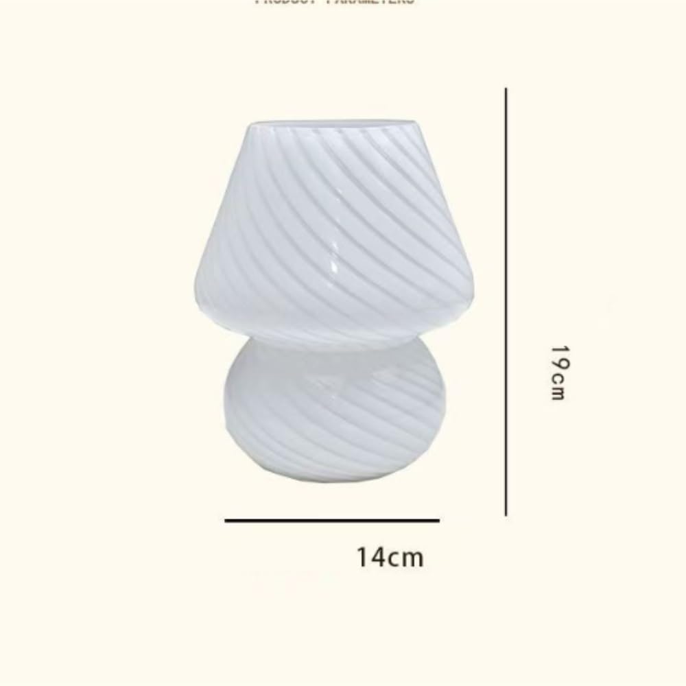 Lampada in vetro a fungo, luce notturna da comodino vintage | Forma a fungo, paralume in vetro, dimmerabile tramite USB, stile vintage, luce notturna(Pink)