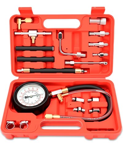 16tlg Motor Kompressionstester Kompressionsprüfer 0-10 Bar | 0-140 Psi mit Adapter M8 M10 M11 M12 M14 Kompressionsmesser Benzin Motoren HDi TDCi Kfz PKW LKW