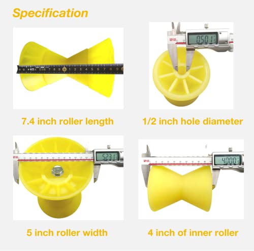 Uanofcn 4" Inner X 7" Overall Width Boat Trailer Roller Bow Stop Polyurethane 1/2" Mounting Hole #TOP4