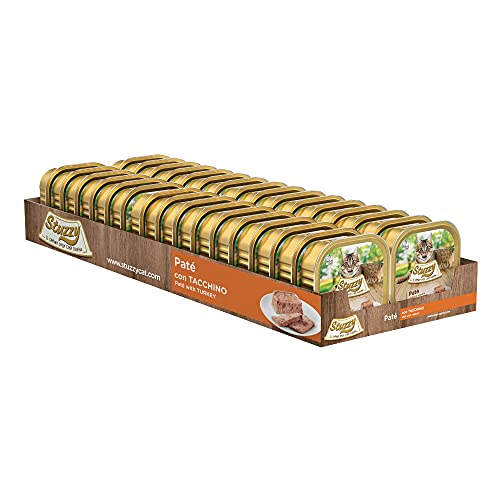 Stuzzy Mister Nassfutter für ausgewachsene Katzen, Truthahn, Linie Pastete und Fleisch in Stücken, insgesamt 3,2 kg (32 Becher x 100 g)