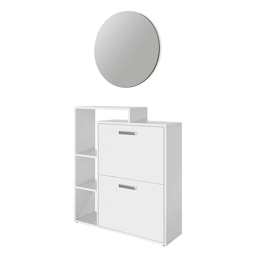 Vicco Mueble zapatero Orlando, Blanco, 2 partes, con espejo