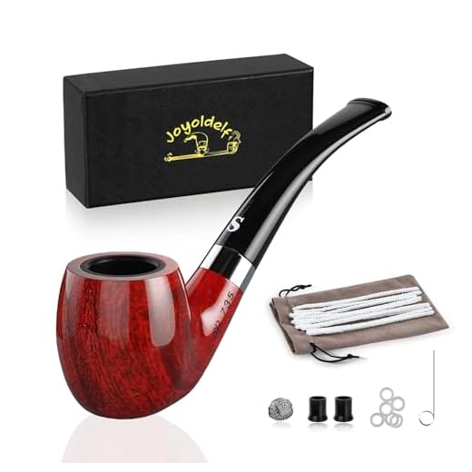Joyoldelf Pipa Fumar, Pipa de Tabaco Con Fondo Plano - Pasador de Pipa y Sabotaje, Pantalla de Pipa y Puntas de Pipa, Limpiadores de Pipa y Anillo de Goma, Bono de Una Bolsa de Pipa y Caja de Regalo