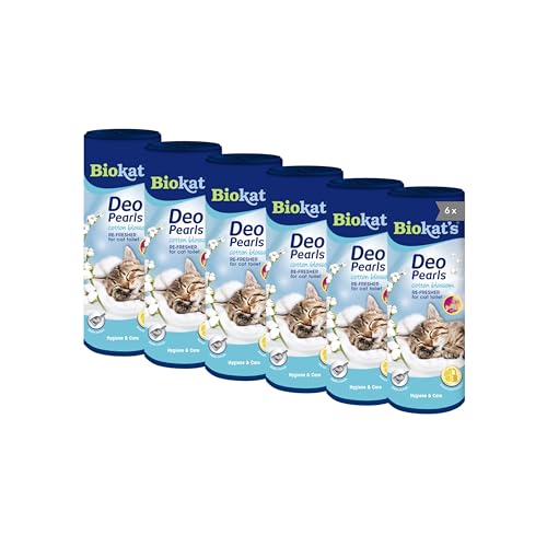 Biokat's Deo Pearls Cotton Blossom - Streuzusatz mit Duft für Frische und feste Klumpen in der Katzentoilette - 6 Dosen (6 x 700 g)