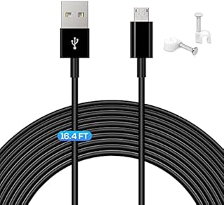 FYOUNG 16.4ft/5m Micro USB Power Extension Cable Compatible with Wyze Cam Pan V2 / Clever Dog / YI Dome Camera / Nest Cam / Blink Indoor Camera / Nest Thermostat Security Camera Lead - Black