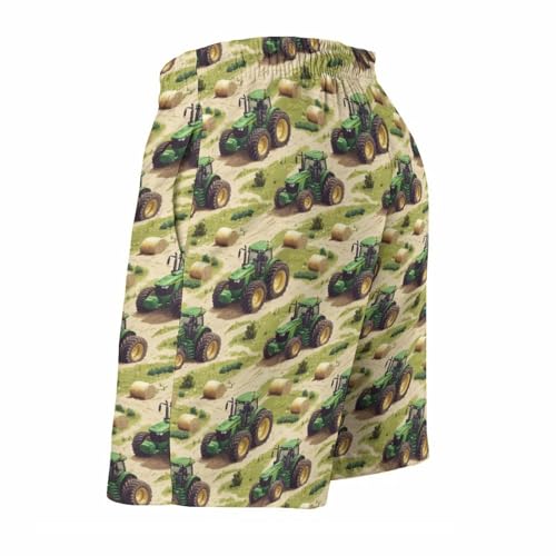 Hawaiian Shorts for Men - Pastoral Green Tractor Print Quick Dry Mens Swim Trunks Bathing Suits with Mesh Lining4