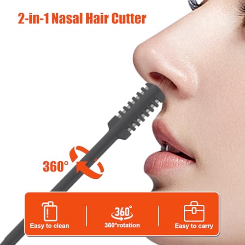 Arskivrov 5PCS 2-in-1 Nasal Hair Cutter, 2026 Upgrade Double-Sided Nose Hair Trimmer, Manual Nose Trimmer Portable for Women and Men, Gray