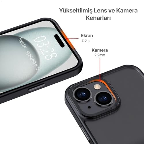 Minesk iPhone 12 için Mat Hybrid Materyal Metal Kamera Korumalı ve Metal Tuş Takımlı Ultra Güçlü Koruma Sağlayan ve Şık Görünümlü Premium Kılıf (Siyah, 12-12 Pro) - Görsel 4