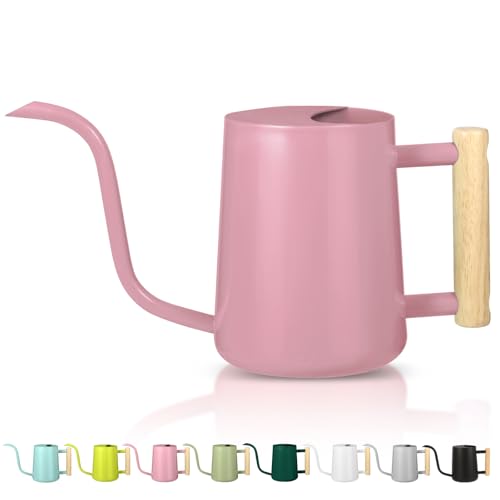 Image of Watering Can Indoor Plants, 35oz Small Indoor Stainless Steel Metal Watering Can Modern Decorative Watering Pot with Long Spout for Indoor House Plant Bonsai Garden Flowers (Pink)