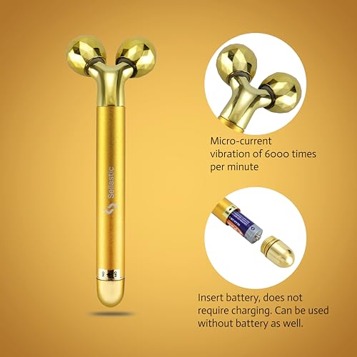 Image of 24k Gold Electric Face Massager,Korean Skincare V-Shape 3d Facial Roller Enegy Beauty Massage for Anti Aging,Glowing Skin,Face Slimming,Eye,Nose for Men /Women