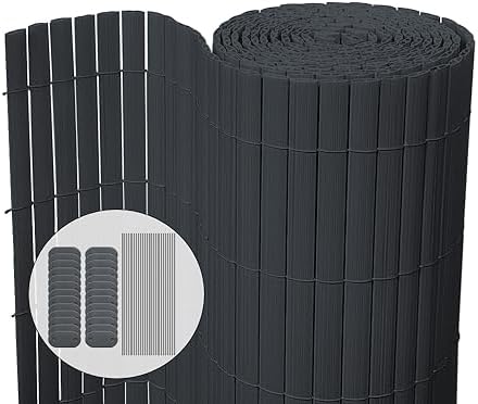 VOUNOT® Cañizo Ocultación PVC Doble Cara 80 x 300 cm con Puente Reforzado, Est...