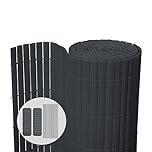 VOUNOT Heavy Duty PVC Screening Screen with Double-Sided Fastening Fasteners for Garden, Balcony and Terrace, Corrosion and Weatherproof, 100 x 300 cm, Grey