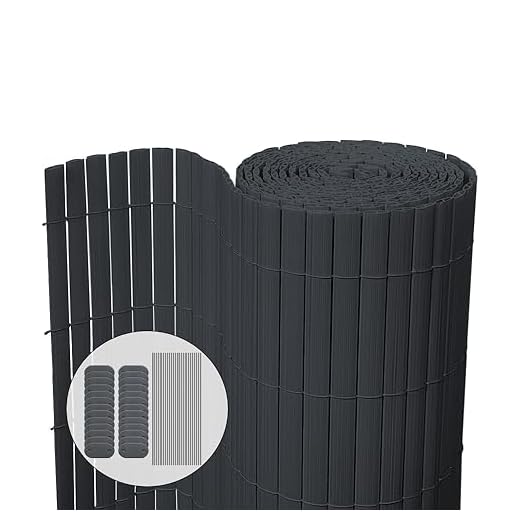 VOUNOT® Cañizo Ocultación PVC Doble Cara 90 x 300 cm con Puente Reforzado, Estera PVC Valla Privacidad Pantalla Protección Visual para Jardín, Balcón, Terraza, Color Gris