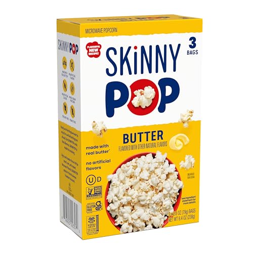 Image of SKINNYPOP Butter Flavored, Gluten Free Microwave Popcorn Box, 8.4 oz (12 Count)