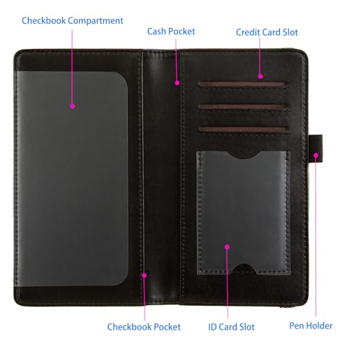 Image of checkbook cover,Checkbook Cover for Duplicate Checks,RFID Checkbook Register Cute Wallet women Men Credit Card Holder (Rose Skull)