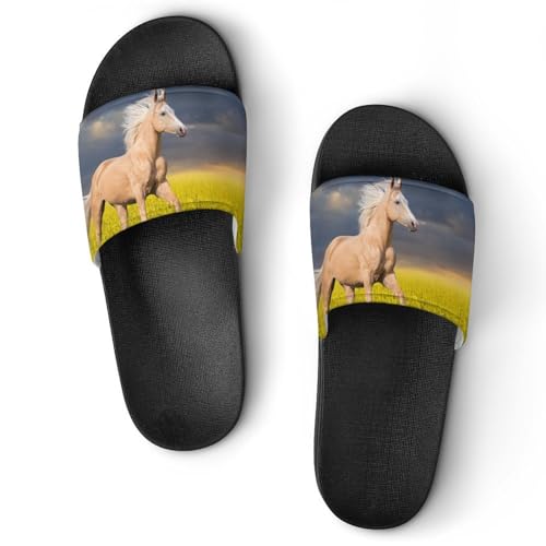 Claquettes femme cheval des champs : pantoufles de bain antidérapantes pour la maison