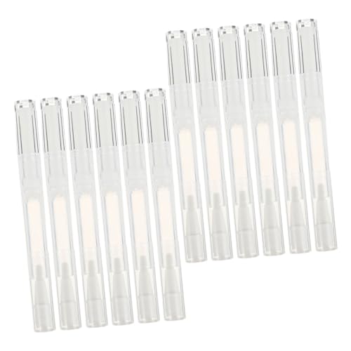 DECOMELODY 15 piezas Bolígrafos Rotatorios Vacíos para Aceite de Uñas y Brillo Labial Tubos Rellenable con Punta Pincel Blanca para Cuidado de Uñas y Labios Portátil