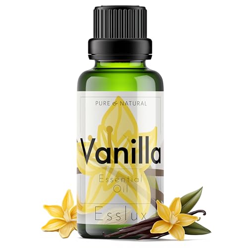 Image of Esslux Vanilla Essential Oil - 100% Pure Natural Vanilla Oleoresin for Diffuser & Skin | Long-Lasting Vanilla Aroma for Relaxation & Sweet Scent | Therapeutic Grade Oil for Soap Making & DIY - 60 ML