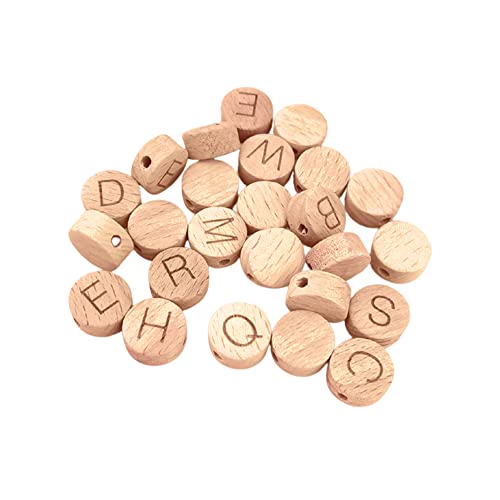 Gotetiso Holzbuchstaben Deko 52 Stück Buchstabenperlen Holz Perlen Holzperlen mit Buchstaben Natürliche Holz Alphabet Perlen Holzperle zum Basteln für DIY Handwerk Cover