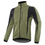 Fractilian Fahrradjacke Herren Outdoor Reflektierende Winter Softshell Jacke Winddicht Wasserdicht Thermal Fleece Radjacke Laufjacke Mountainbike Regenjacke(Size:M,Color:Green3)