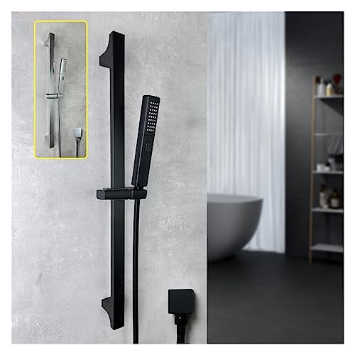 Barre de douche noire avec douchette 2 fonctions et support réglable