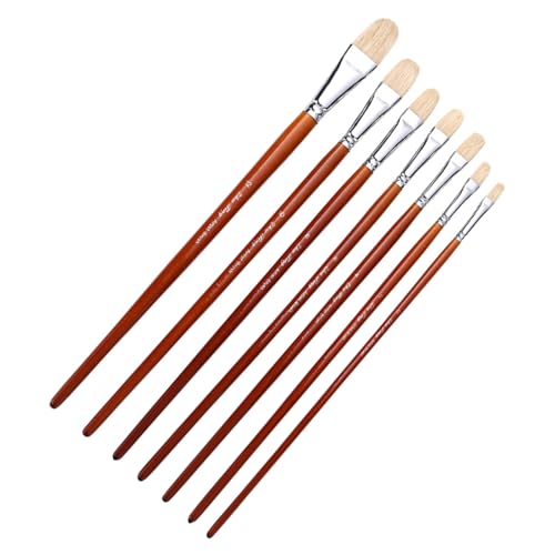 Ksikdeg 7 pinceles de pintura de acuarela con mango de madera para artistas, principiantes, acrílico, aceite, acuarela, gouache, punta redonda, pinceles de pintura al óleo